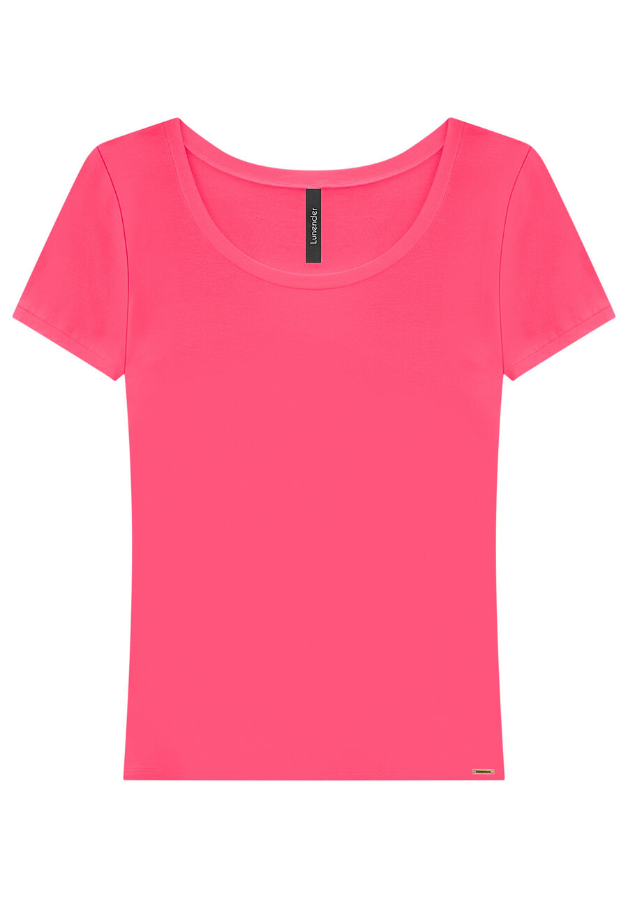 Blusa Básica Lisa De Mangas Curtas Em Malha De Viscose, . Blusa Básica Lisa De Mangas Curtas Em Malha De Viscose, , large.