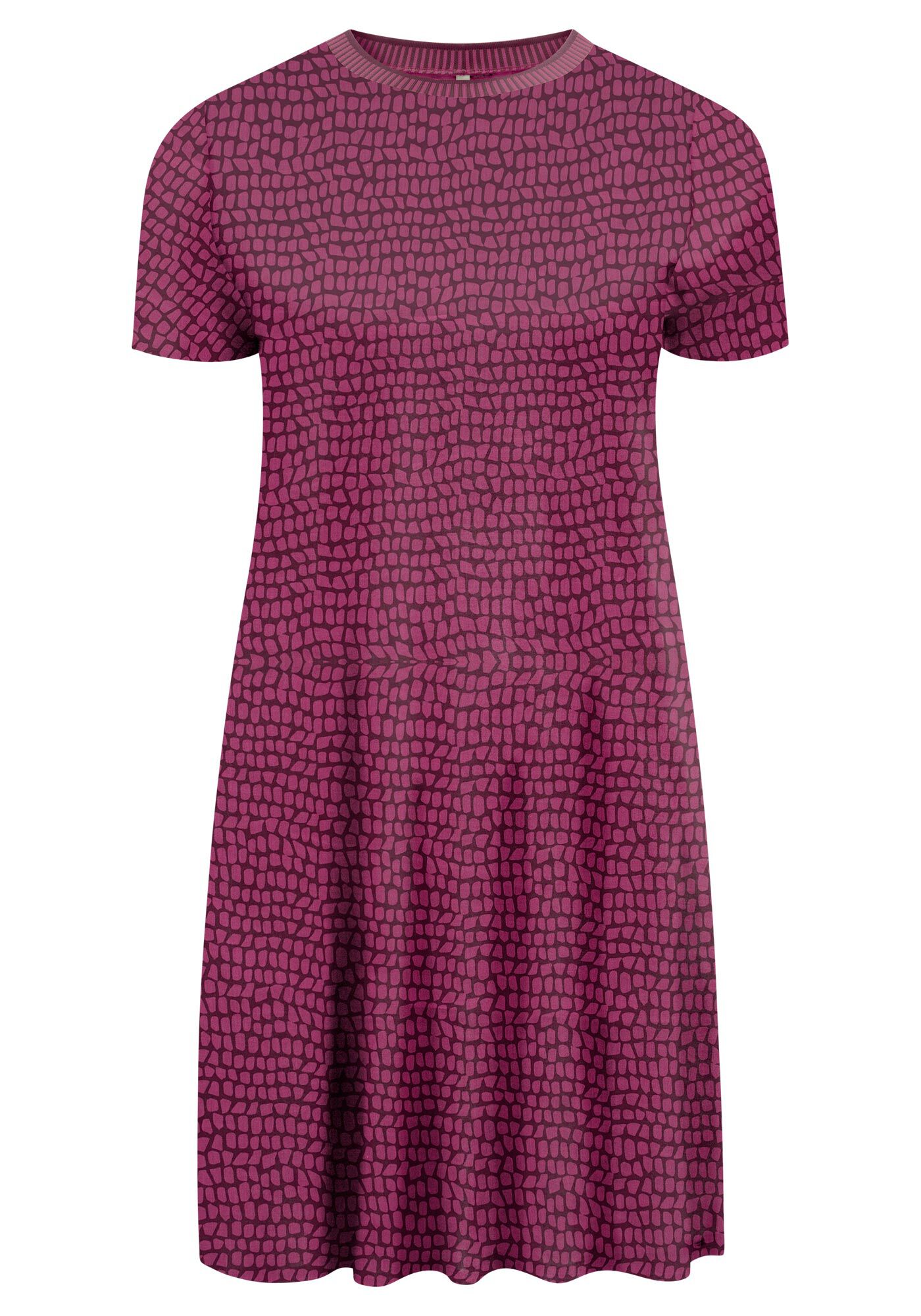 Vestido Curto Estampado Plus Size Com Gola Em Retil&iacute;nea, , large.