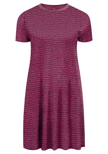 Vestido Curto Estampado Plus Size Com Gola Em Retilínea, SERENO BORDO. Vestido Curto Estampado Plus Size Com Gola Em Retilínea, SERENO BORDO, large.