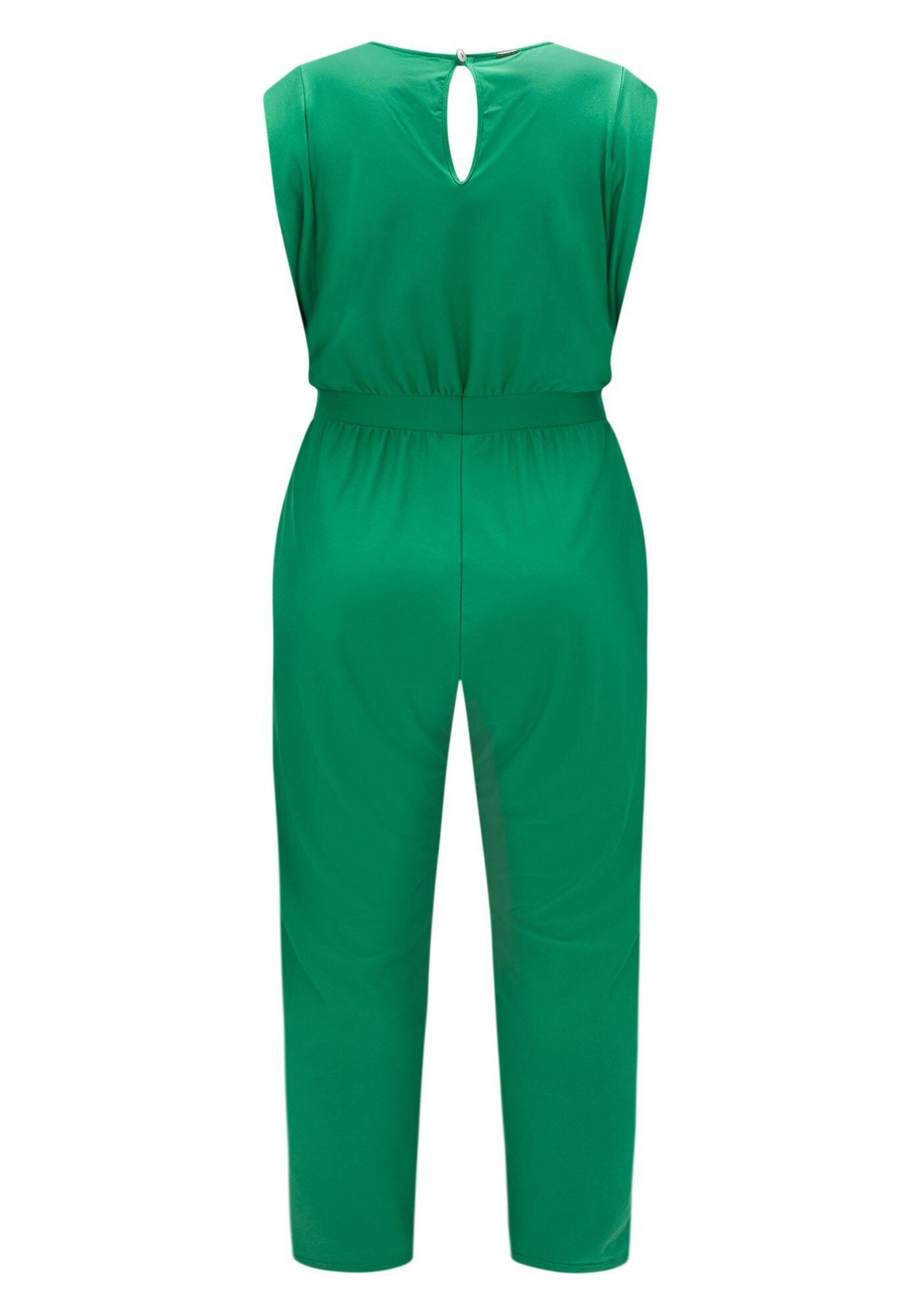 Macac&atilde;o Longo Com Decote Redondo Em Malha Crepe, VERDE ALGA, large.