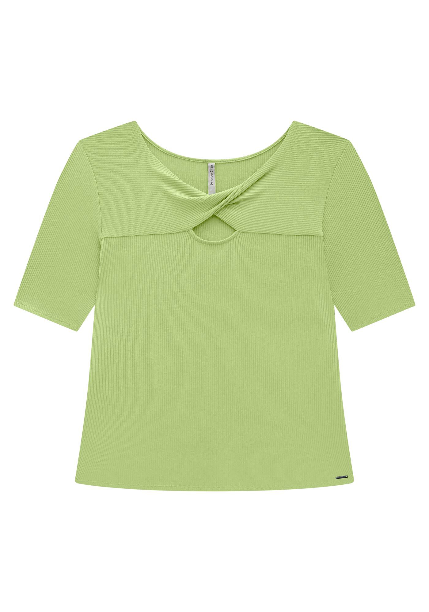 Blusa Plus Size Canelada com Tor&ccedil;&atilde;o no Decote, , large.