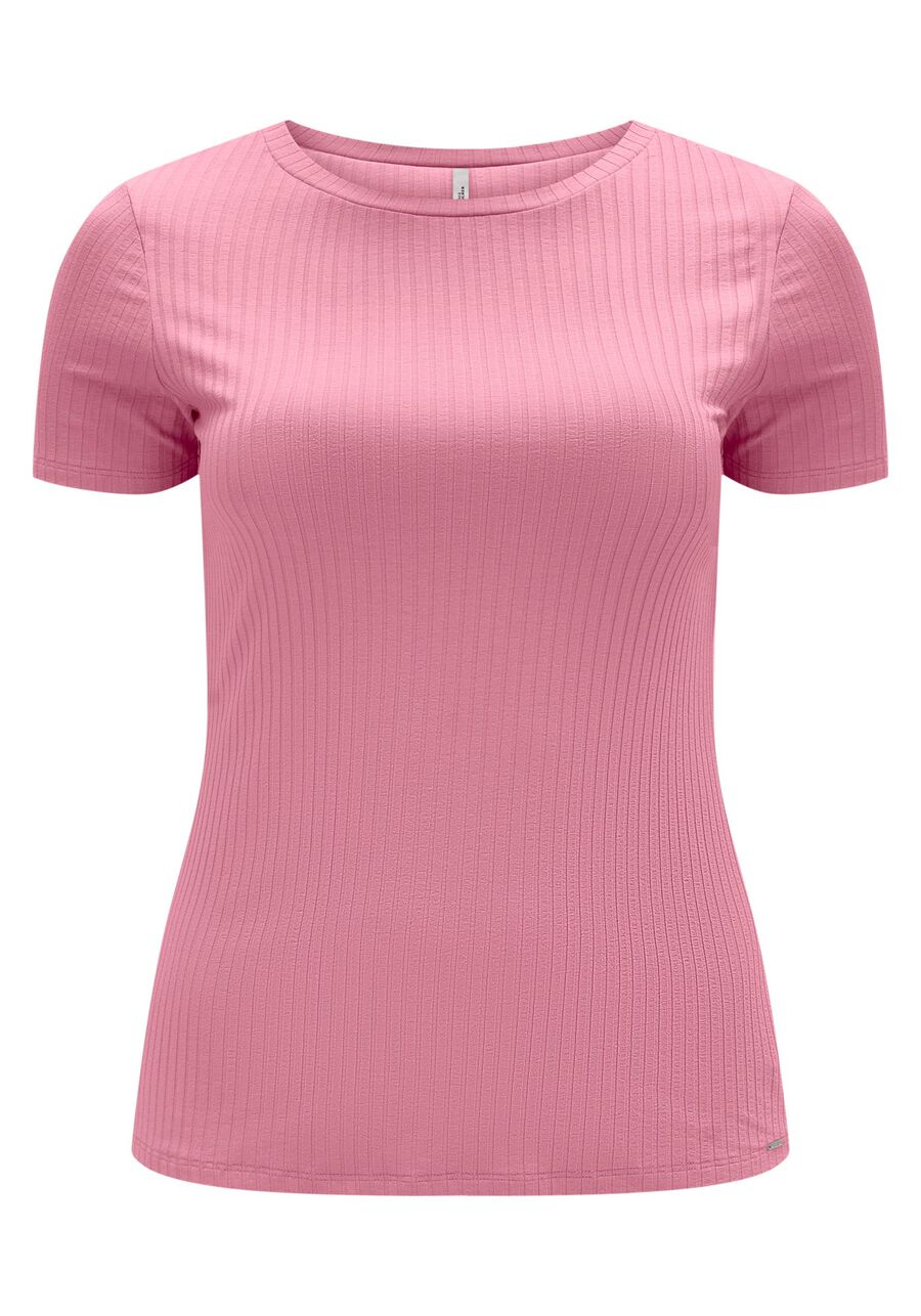 Blusa De Mangas Curtas Em Malha Canelada De Viscose, . Blusa De Mangas Curtas Em Malha Canelada De Viscose, , large.