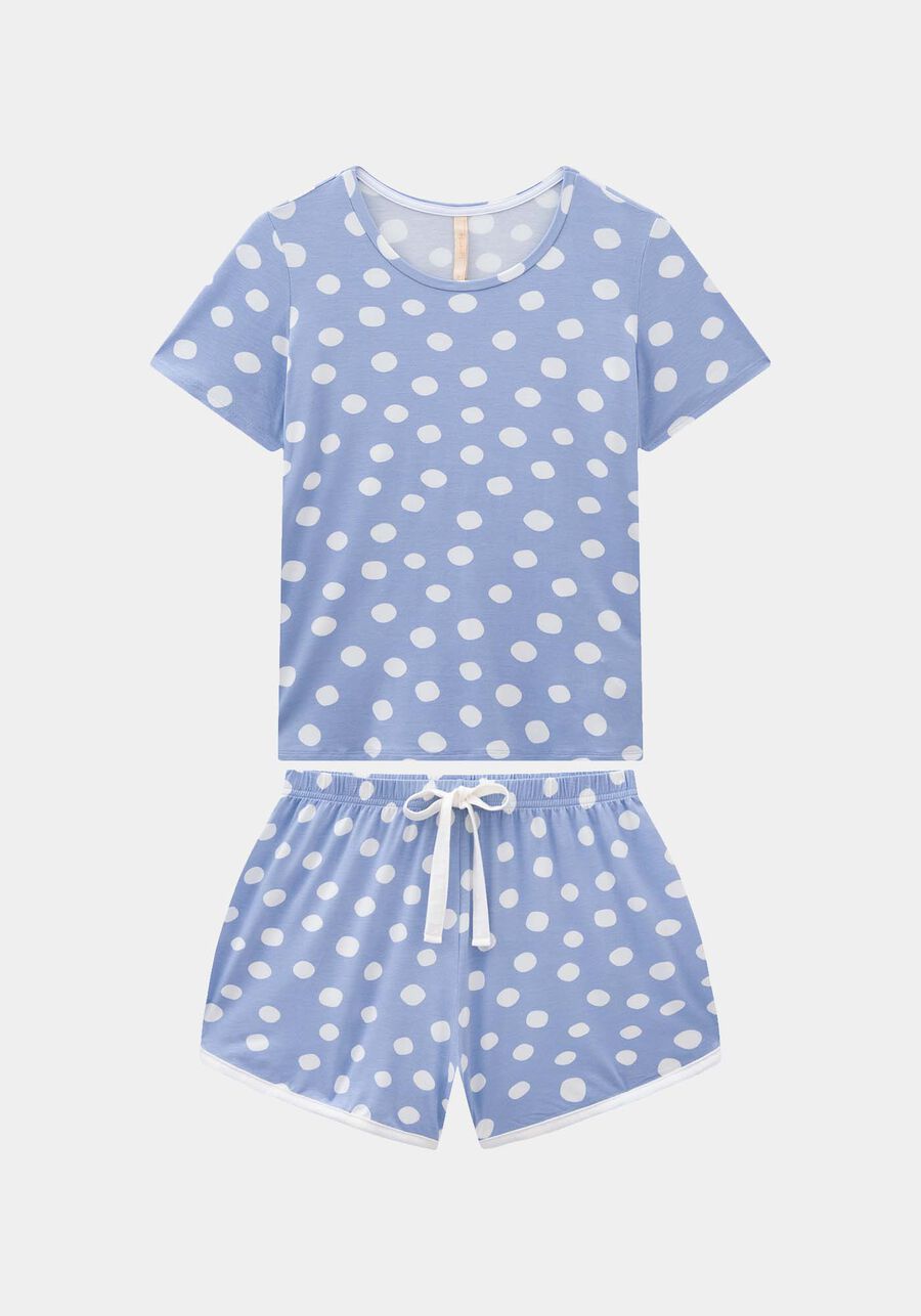 Pijama Estampado em Malha Viscose com Blusa e Shorts, , large.