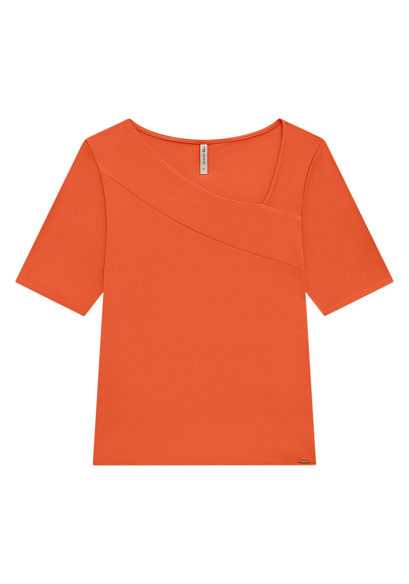 Blusa Manga Curta Plus Size com Decote Assim&eacute;trico, , large.