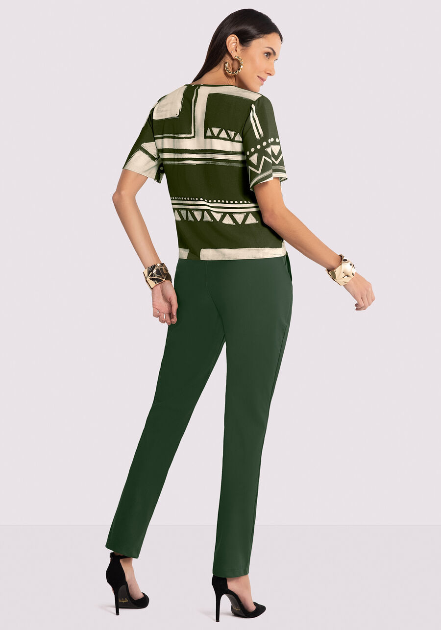 Calça Comfort em PU com Cintura Alta, VERDE FURIA. Calça Comfort em PU com Cintura Alta, VERDE FURIA, large.
