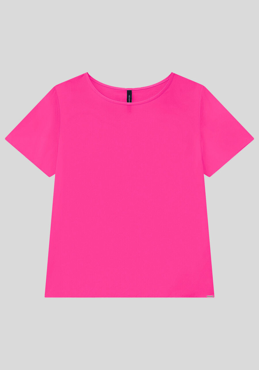 Blusa Lisa Básica De Mangas Curtas Em Tecido Leve, . Blusa Lisa Básica De Mangas Curtas Em Tecido Leve, , large.