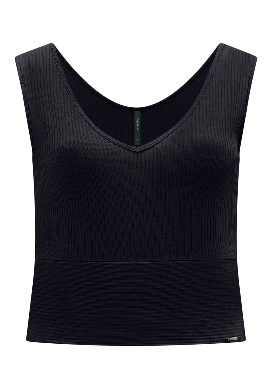 Blusa Cropped De Alças Com Decote V Em Malha Canelada, . Blusa Cropped De Alças Com Decote V Em Malha Canelada, , large.