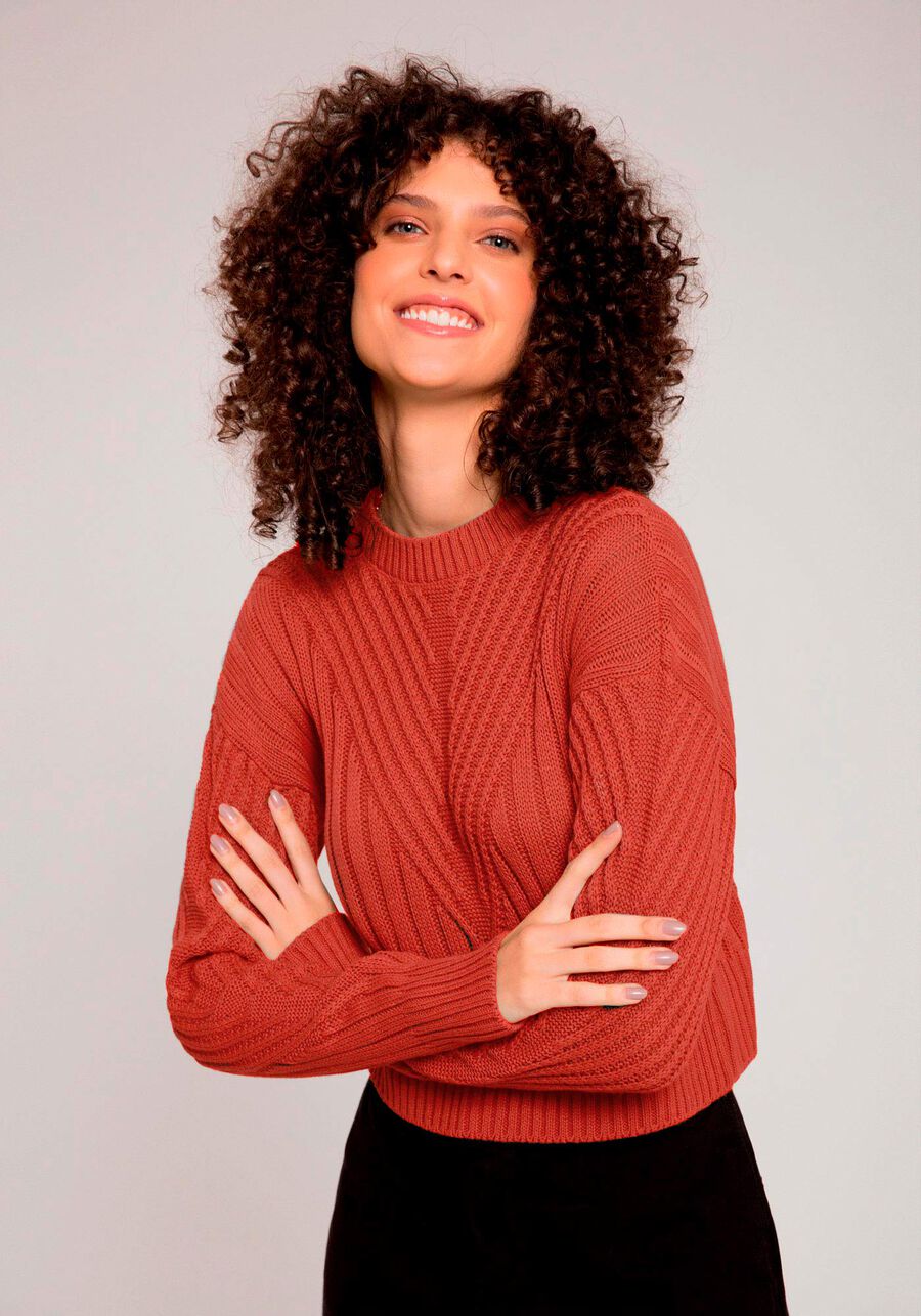 Blusa Manga Longa em Tricô Cropped, . Blusa Manga Longa em Tricô Cropped, , large.