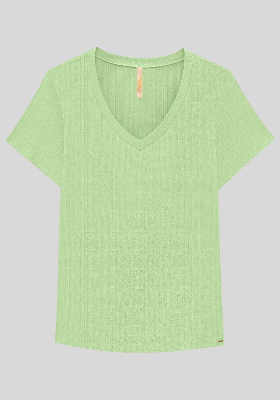 Blusa Básica Em Malha Canelada Com Mangas Curtas E Decote V, . Blusa Básica Em Malha Canelada Com Mangas Curtas E Decote V, , large.