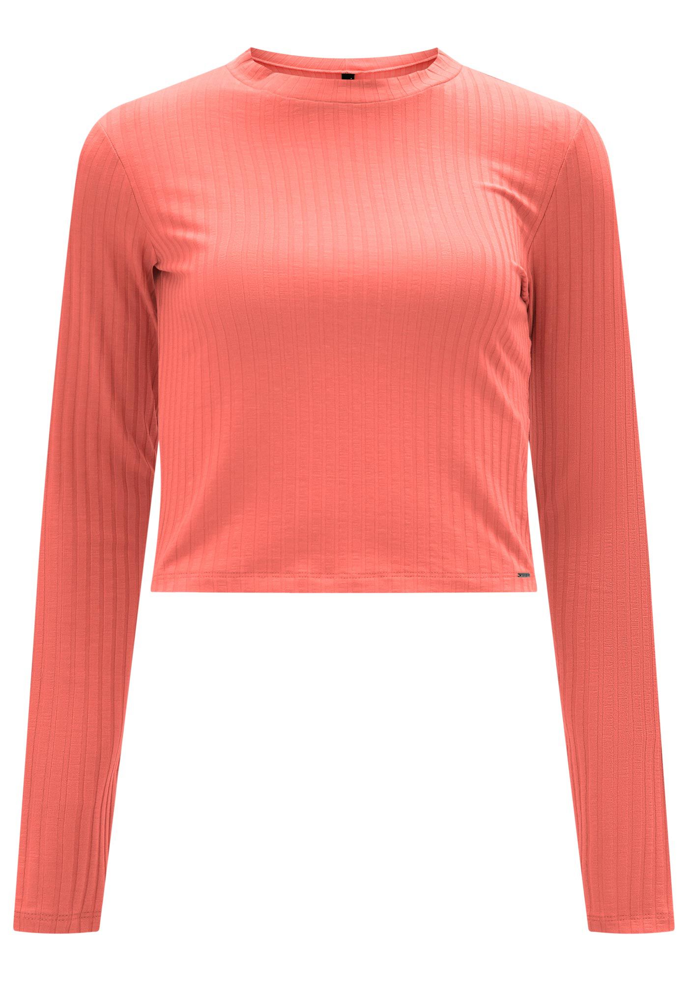 Blusa Manga Longa Canelada B&aacute;sica com Gola, , large.