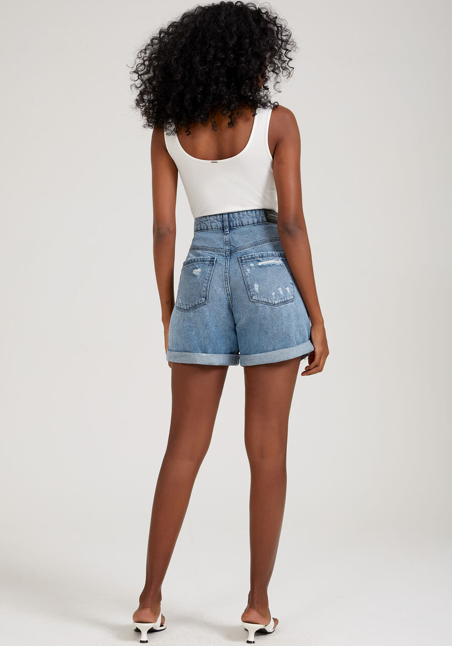 Shorts Jeans Boyfriend com Rasgados, JEANS. Shorts Jeans Boyfriend com Rasgados, JEANS, large.