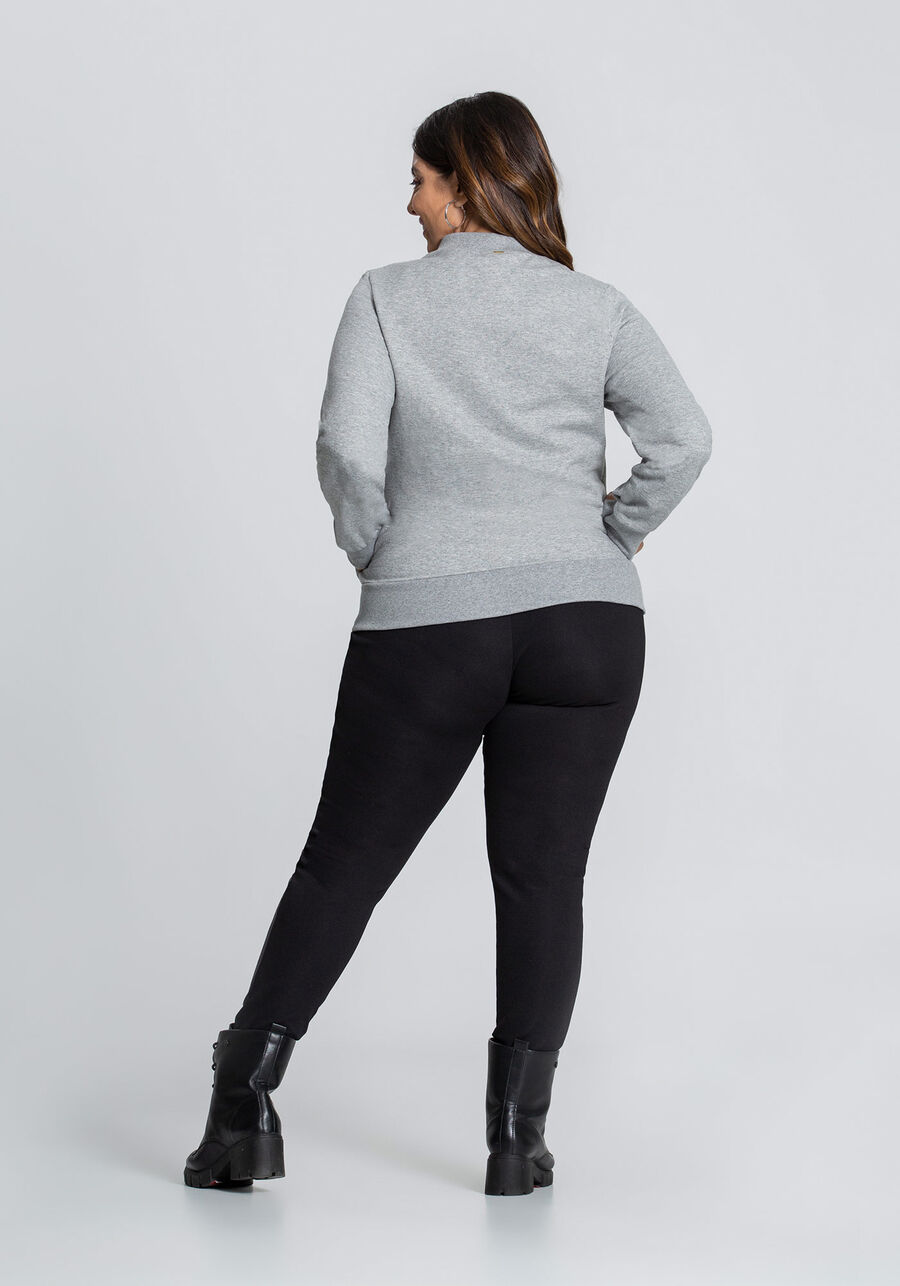 Jaqueta Plus Size Em Moletom Felpado De Algodão Com Zíper, . Jaqueta Plus Size Em Moletom Felpado De Algodão Com Zíper, , large.