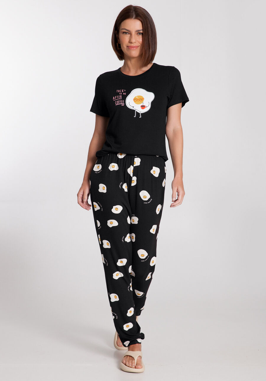 Pijama Estampado em Malha com Blusa e Calça, . Pijama Estampado em Malha com Blusa e Calça, , large.