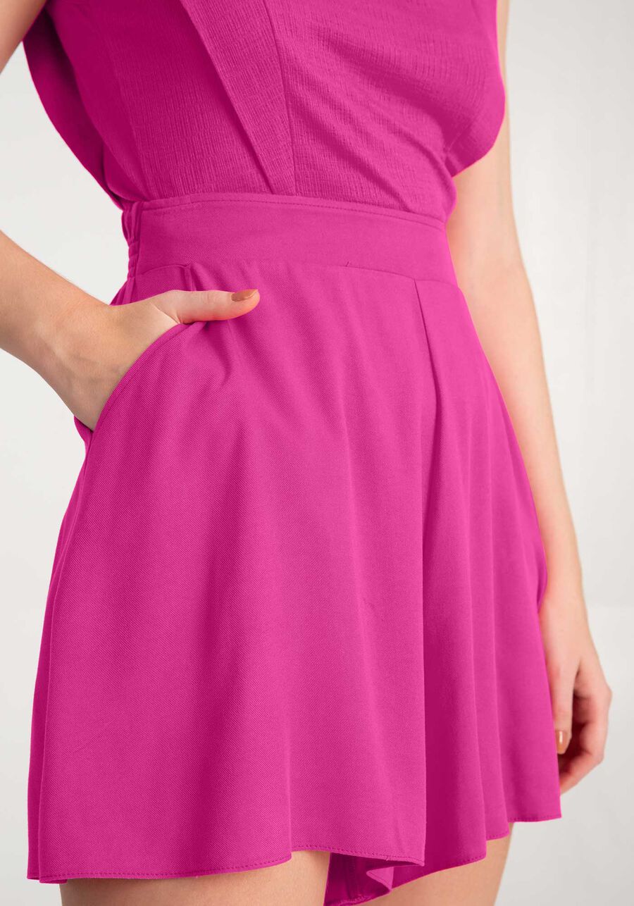 Shorts Godê em Viscose com Cintura Alta, ROSA PRIMAVERA. Shorts Godê em Viscose com Cintura Alta, ROSA PRIMAVERA, large.