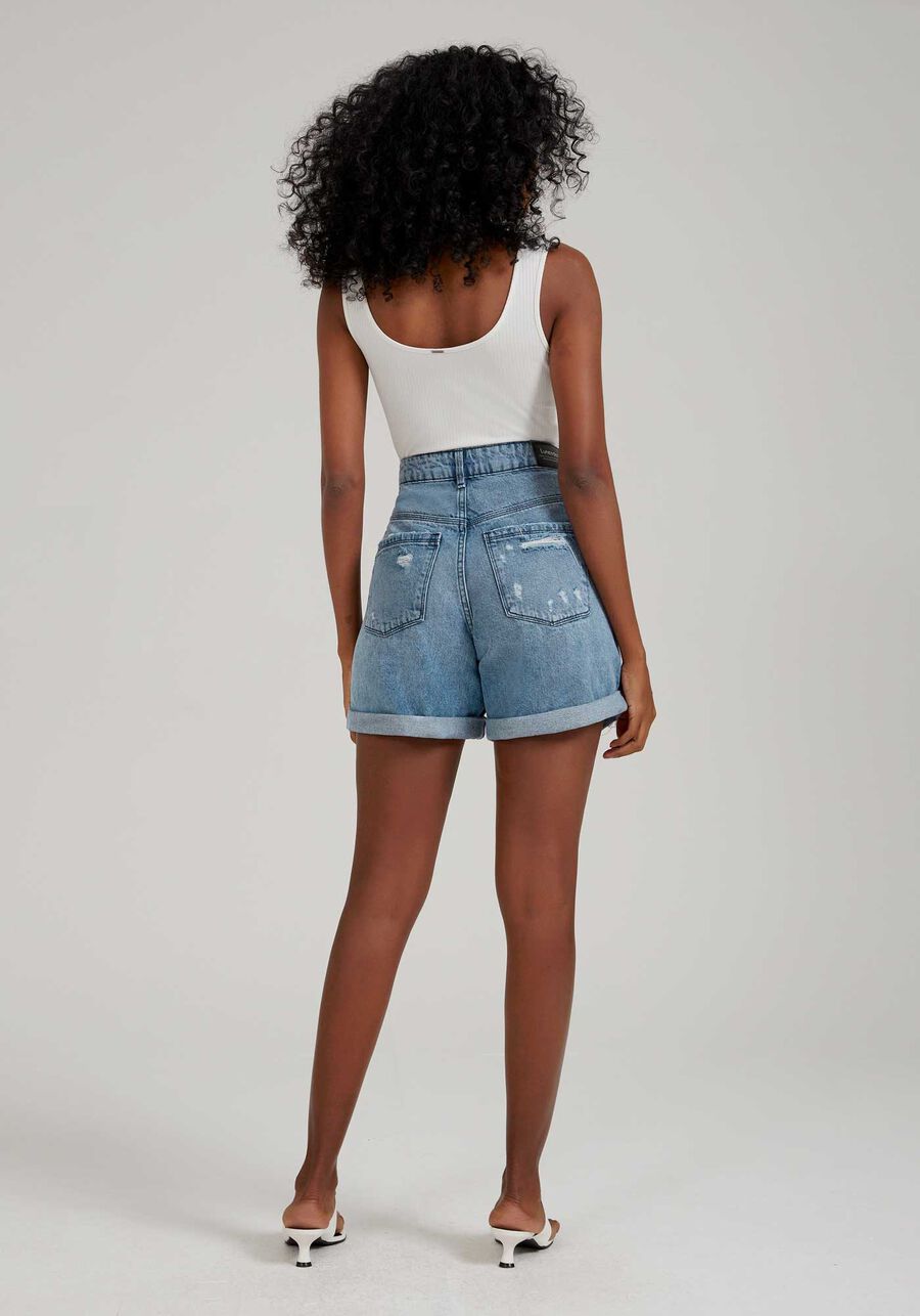 Shorts Jeans Boyfriend com Rasgados, JEANS. Shorts Jeans Boyfriend com Rasgados, JEANS, large.