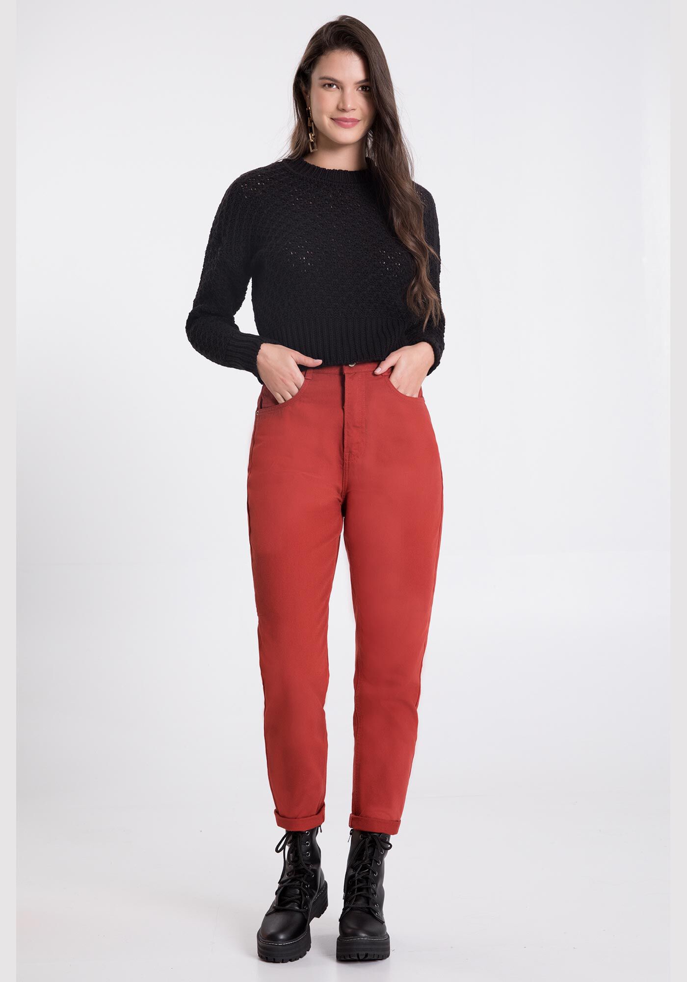 Blus&atilde;o Cropped em Tric&ocirc; com Textura, PRETO REATIVO, large.