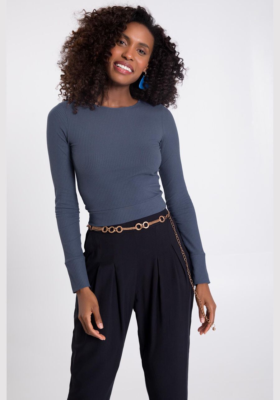 Blusa Manga Longa Canelada, . Blusa Manga Longa Canelada, , large.