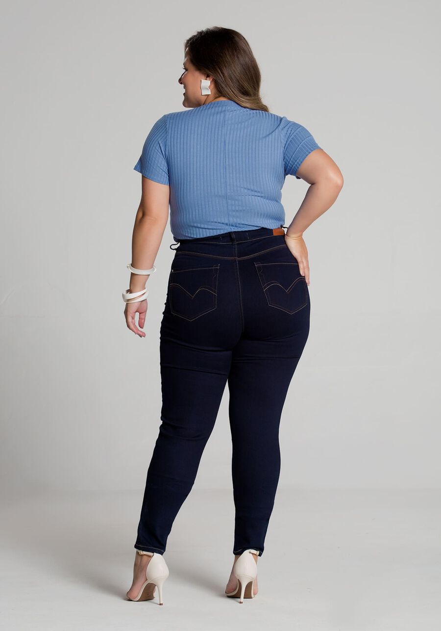 Blusa Básica Em Malha Canelada Com Mangas Curtas E Decote V, . Blusa Básica Em Malha Canelada Com Mangas Curtas E Decote V, , large.