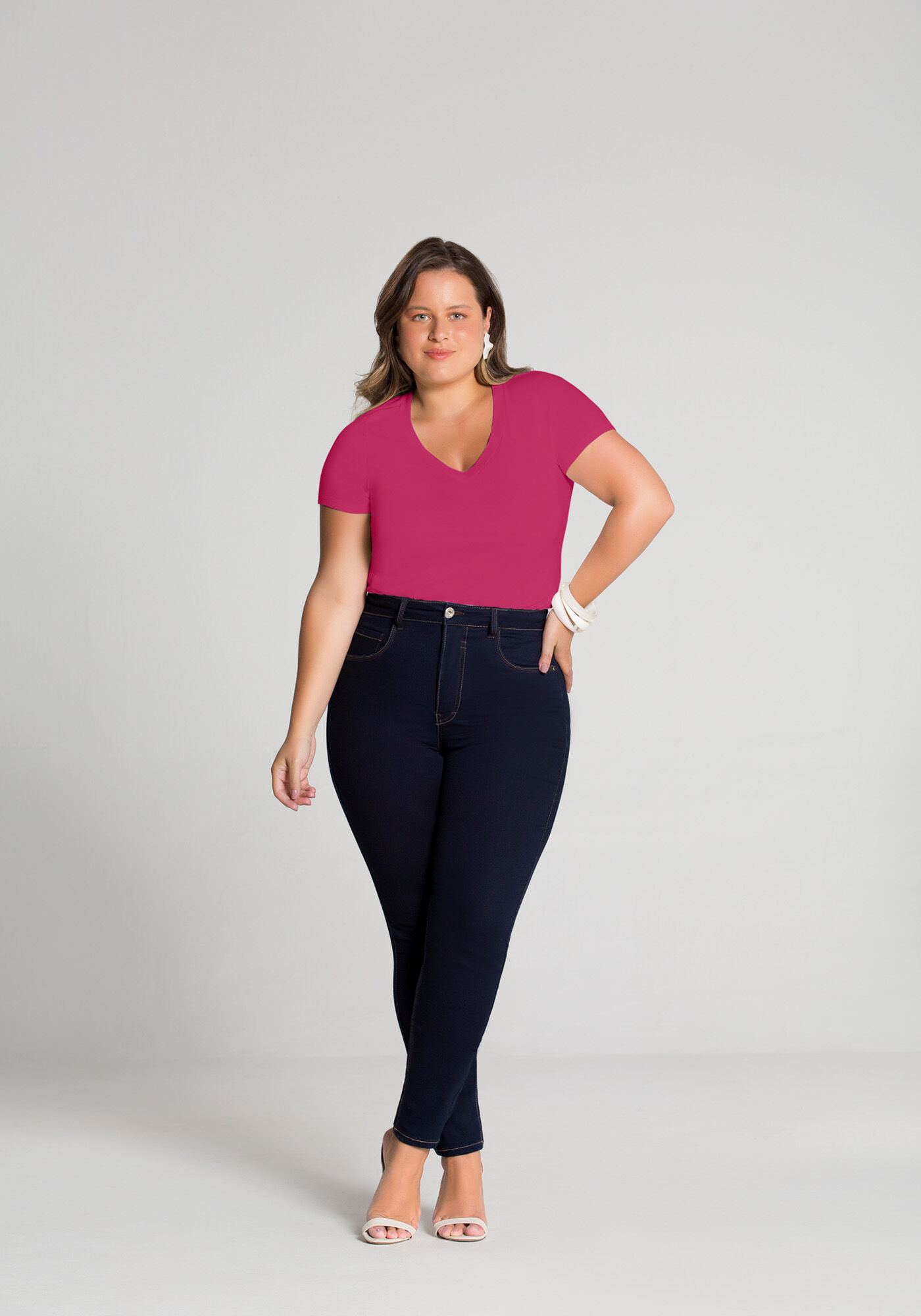 Blusa Plus Size Malha B&aacute;sica, , large.