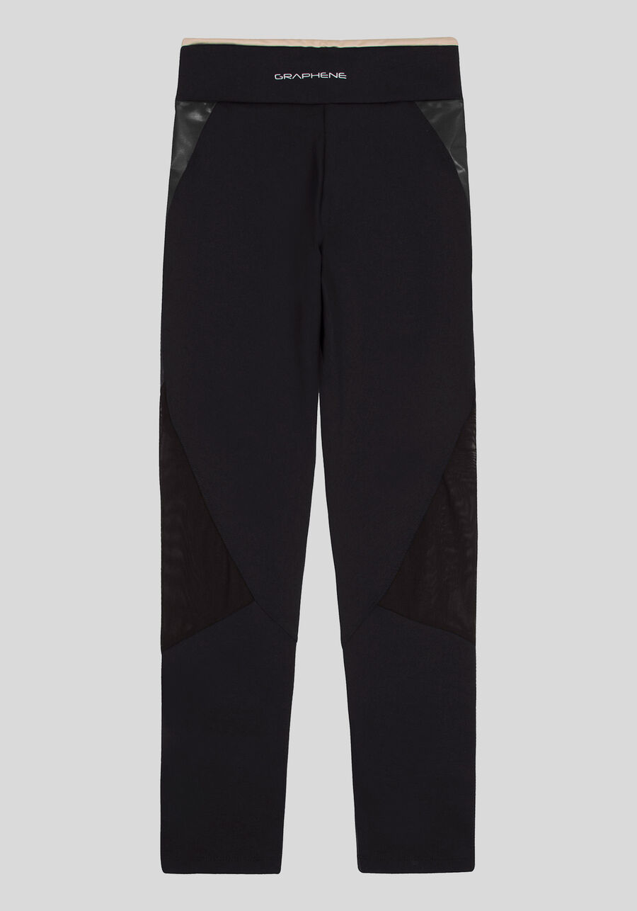 Calça Legging com Recorte Cirrê e Tule, . Calça Legging com Recorte Cirrê e Tule, , large.