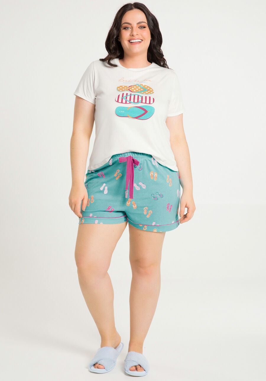 Pijama Curto Plus Size em Malha Estampado, . Pijama Curto Plus Size em Malha Estampado, , large.