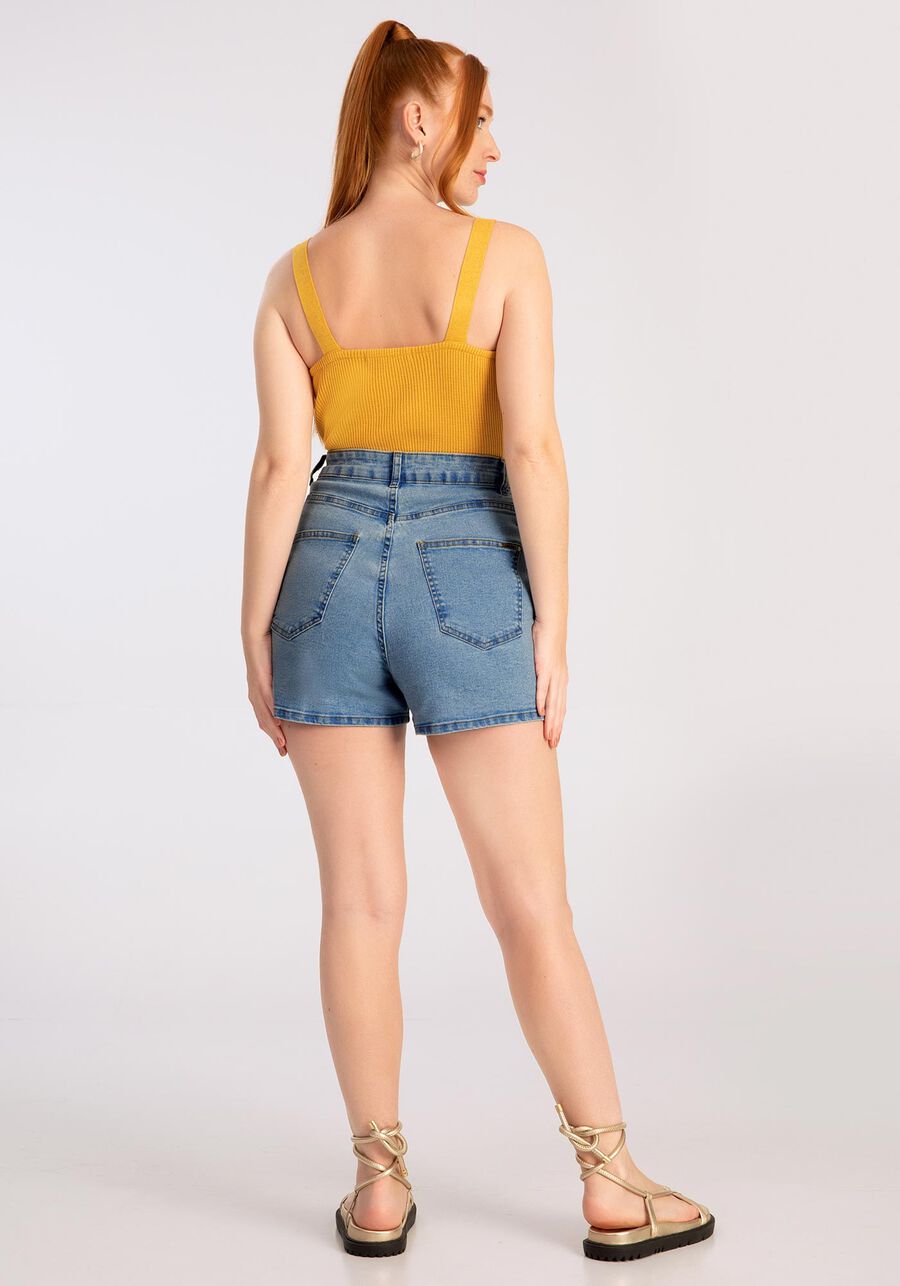 Shorts Jeans Mom Cintura Alta Chapa Barriga, JEANS. Shorts Jeans Mom Cintura Alta Chapa Barriga, JEANS, large.