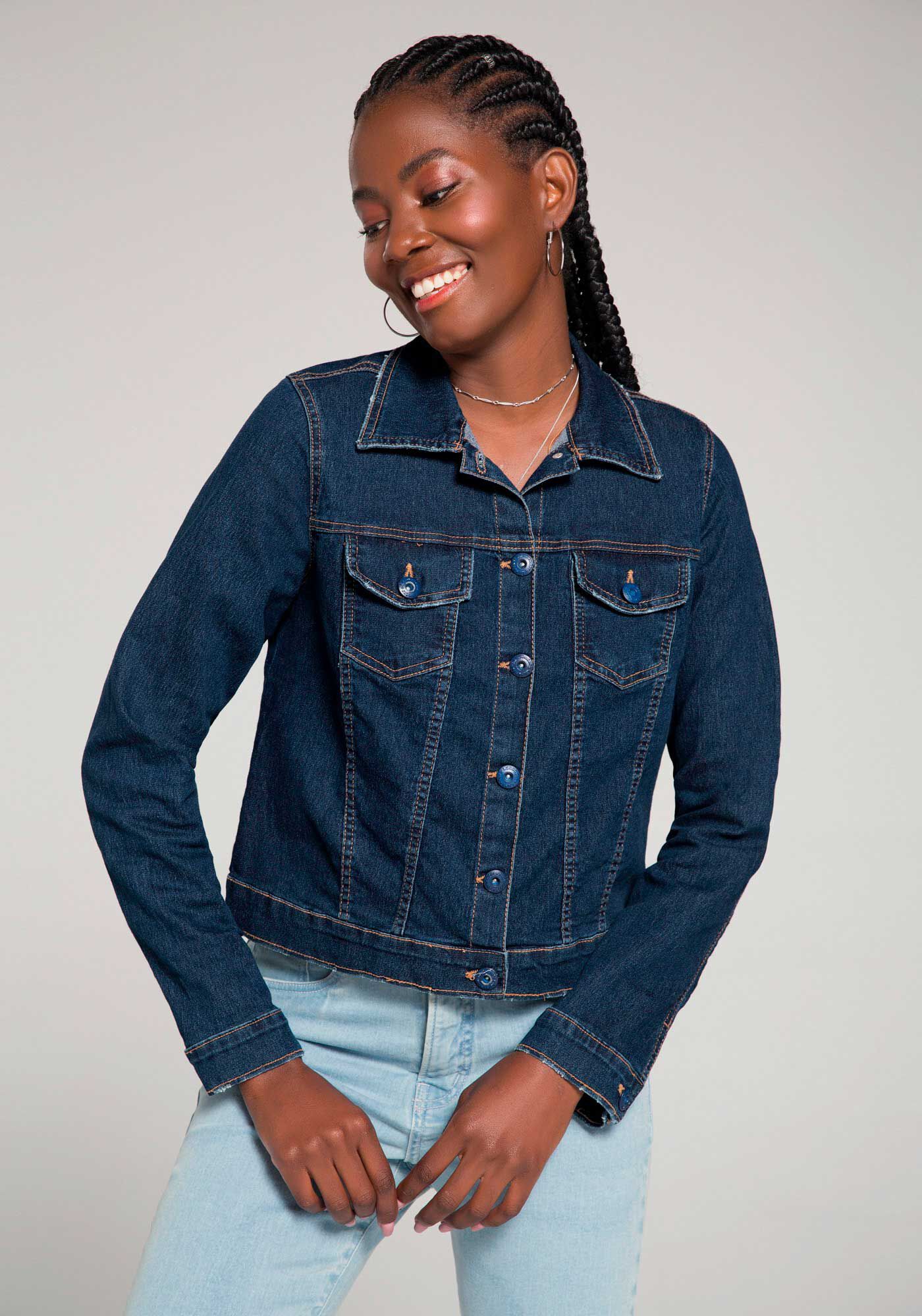 Jaqueta jeans shop manga longa