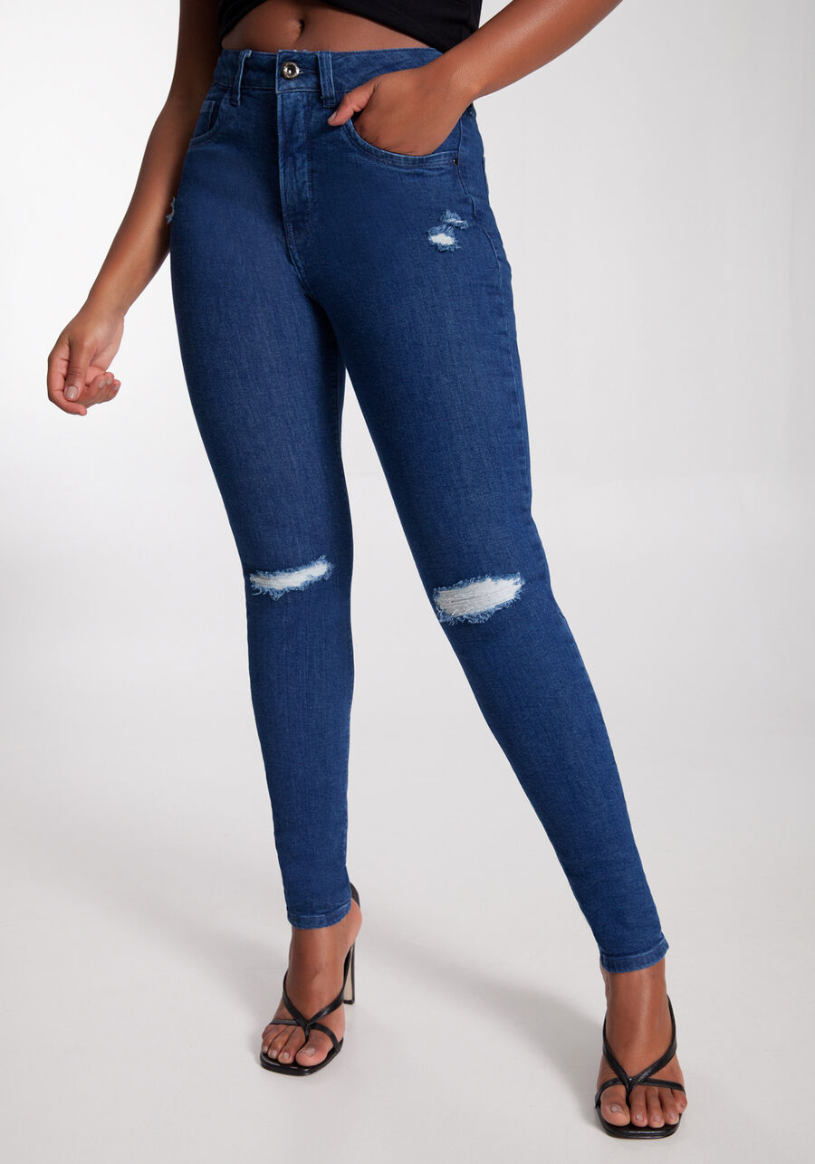 Calça Jeans Skinny Destroyed Chapa Barriga, . Calça Jeans Skinny Destroyed Chapa Barriga, , large.