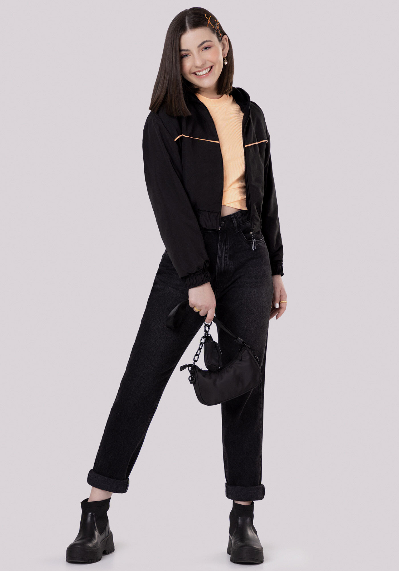 Jaqueta Juvenil em Politel com Capuz, , large.