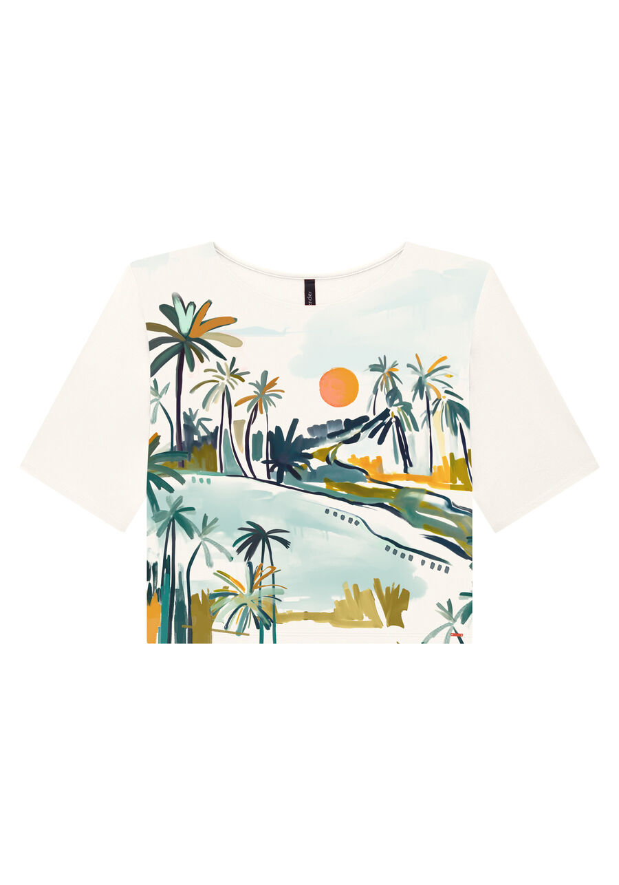 Blusa Cropped em Malha e Tecido Estampada, . Blusa Cropped em Malha e Tecido Estampada, , large.
