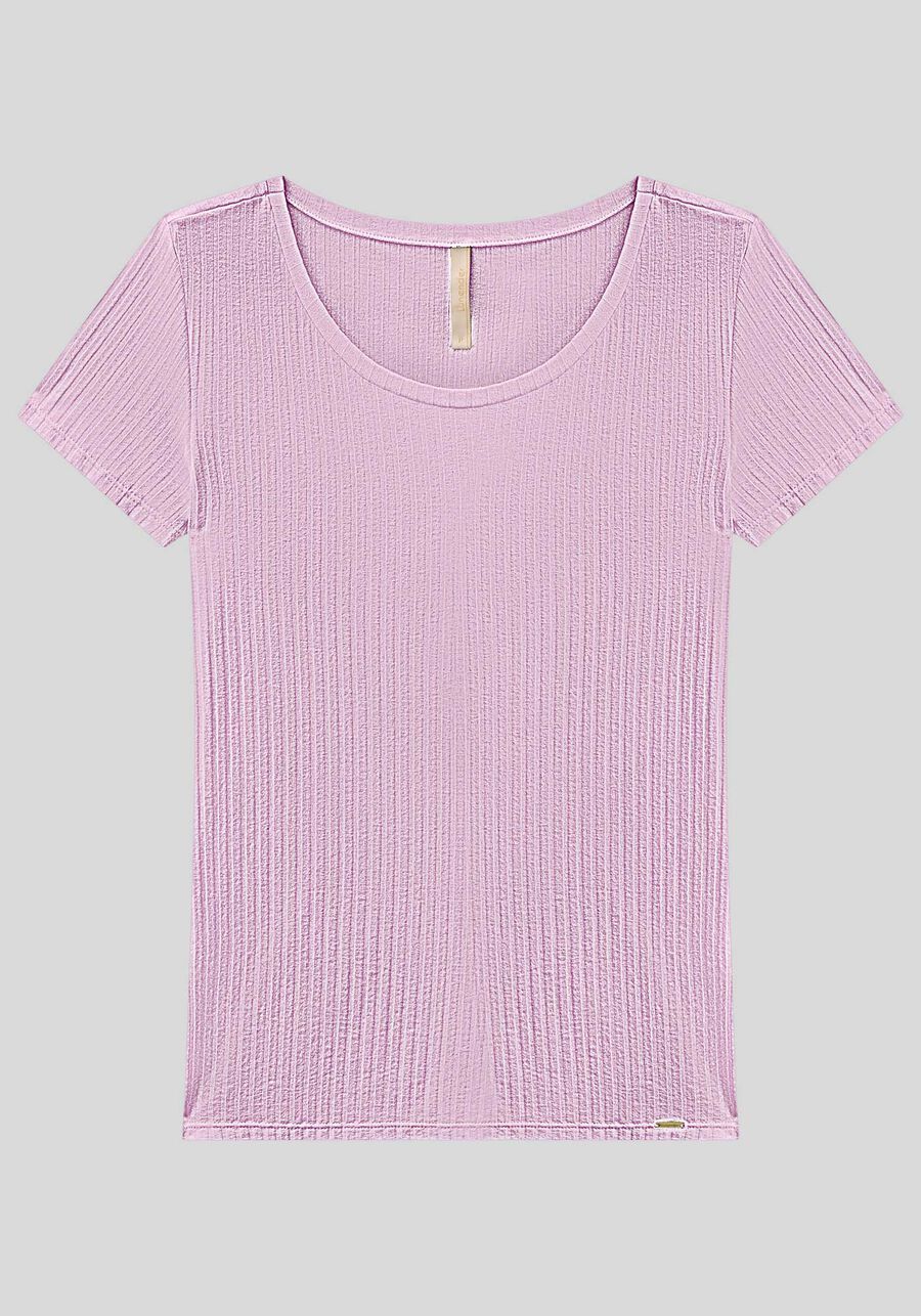 Blusa Em Malha Canelada Com Mangas Curtas E Decote Redondo, . Blusa Em Malha Canelada Com Mangas Curtas E Decote Redondo, , large.