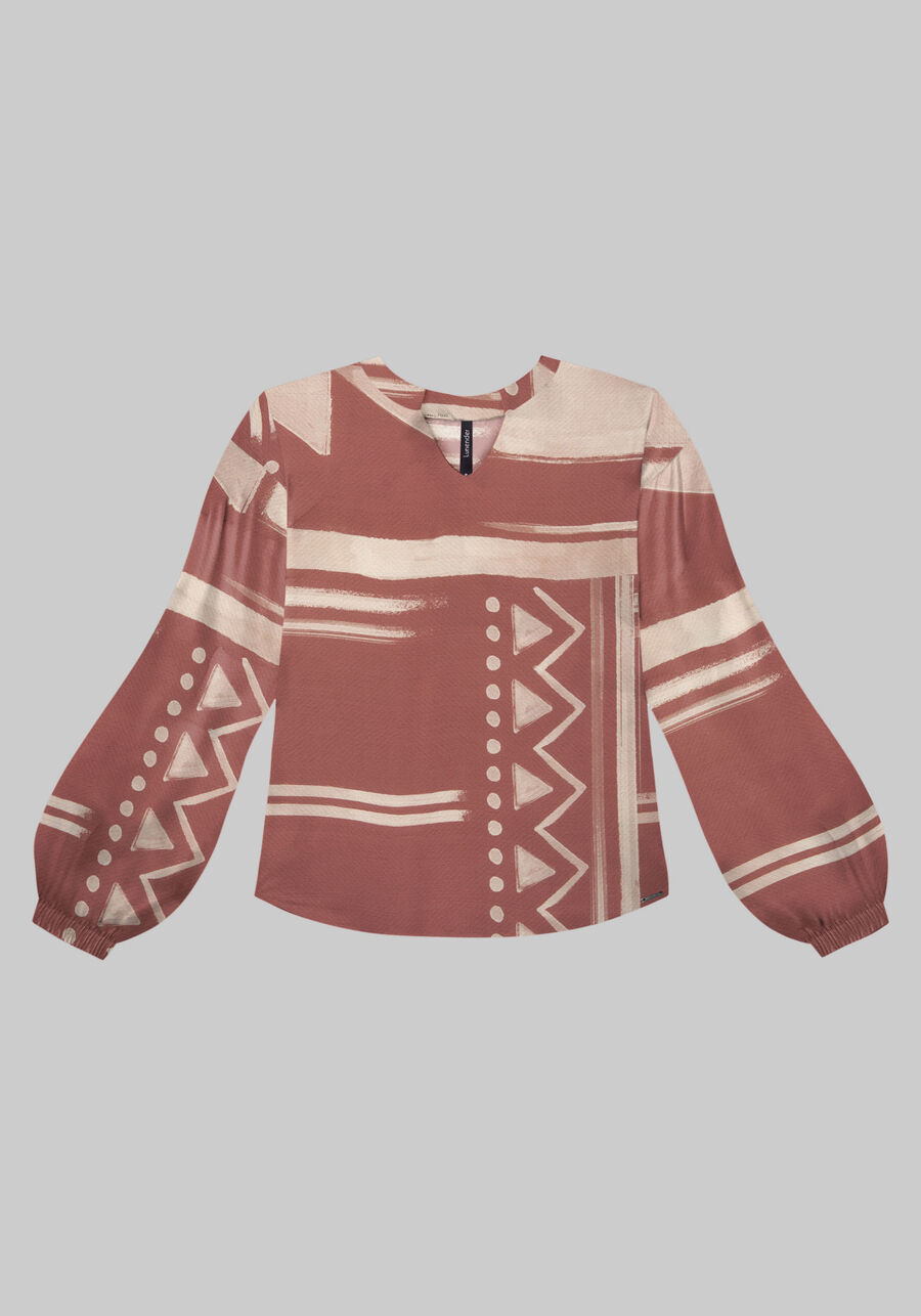 Blusa Manga Longa Bufante em Viscose Estampada, . Blusa Manga Longa Bufante em Viscose Estampada, , large.