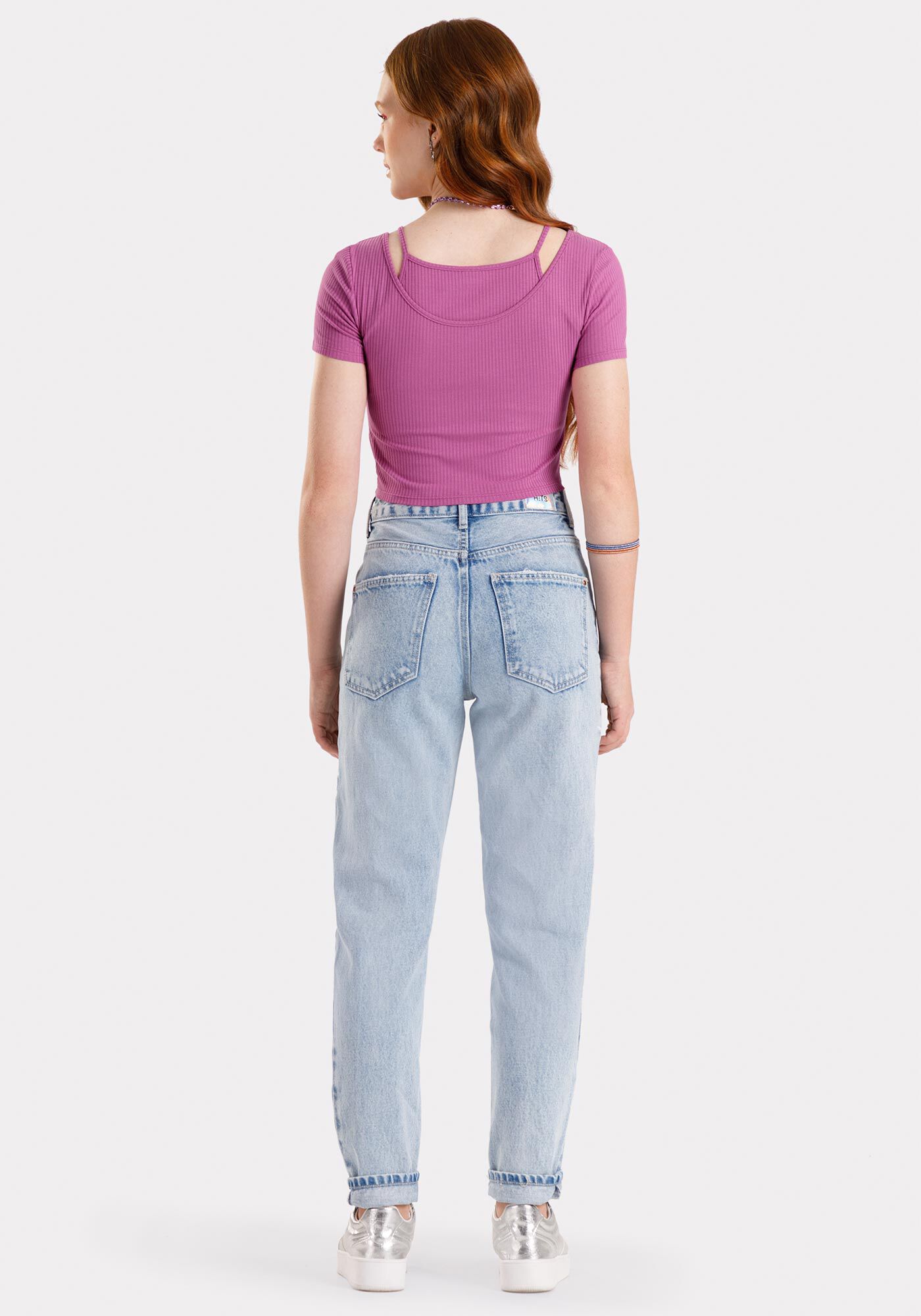 Blusa Cropped Canelada Juvenil com Recorte Sobreposto, , large.