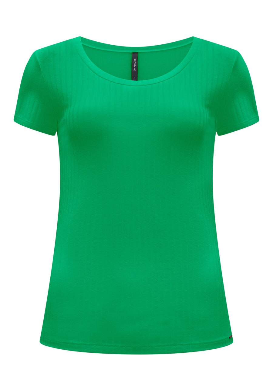Blusa Em Malha Canelada Com Mangas Curtas E Decote Redondo, . Blusa Em Malha Canelada Com Mangas Curtas E Decote Redondo, , large.