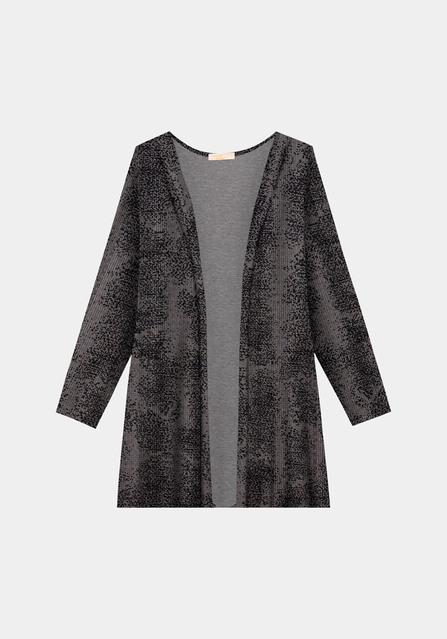Cardigan Alongado Canelado Plus Size, RESPINGOS MESCLA E. Cardigan Alongado Canelado Plus Size, RESPINGOS MESCLA E, large.