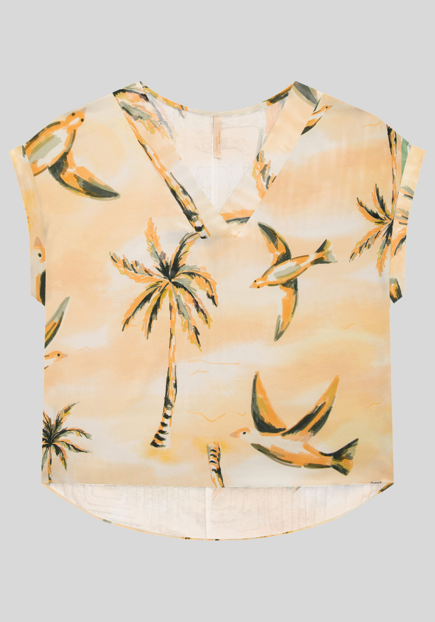 Blusa Plus Size Estampada em Viscose com Decote V, , large.