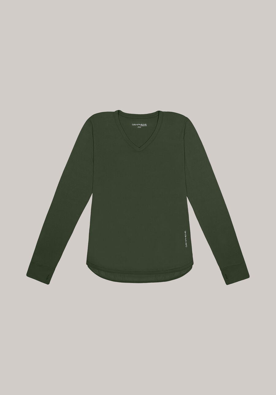Blusa Manga Longa com Decote V, VERDE PANTANO. Blusa Manga Longa com Decote V, VERDE PANTANO, large.