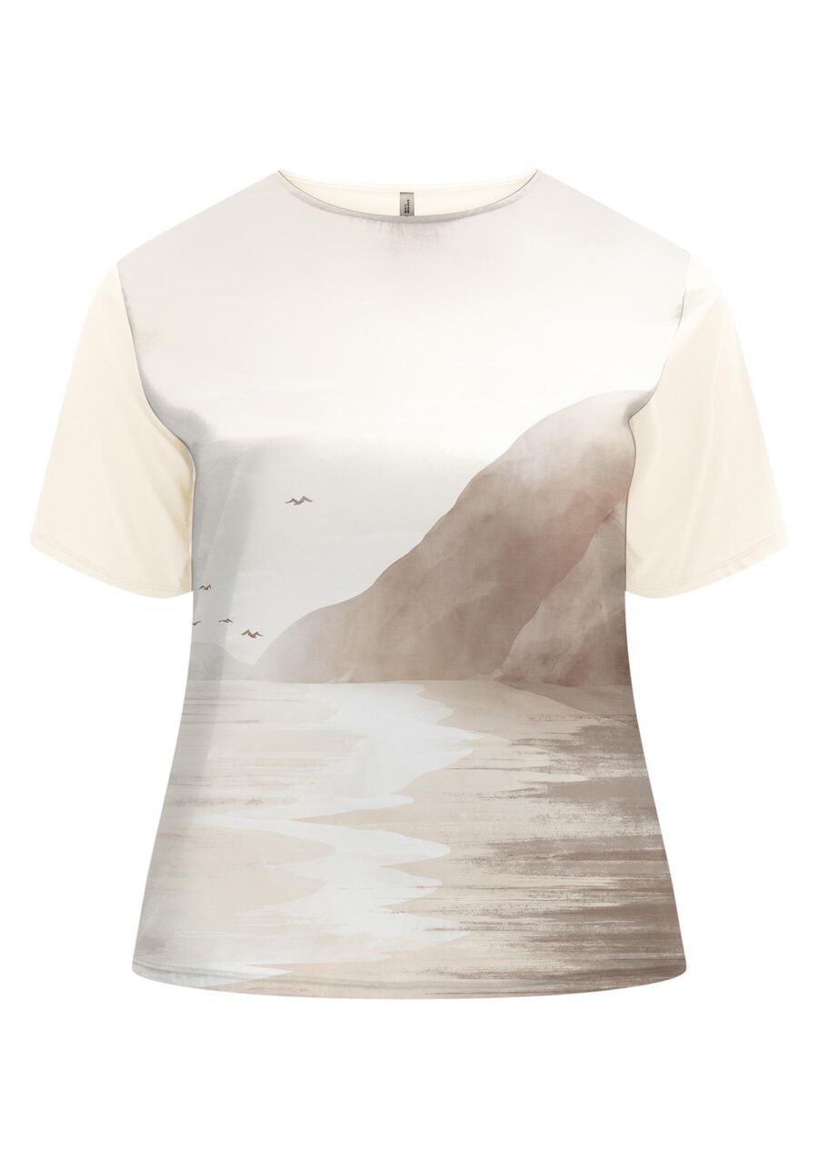 Blusa Plus Size Estampada De Mangas Curtas Com Gola Redonda, . Blusa Plus Size Estampada De Mangas Curtas Com Gola Redonda, , large.