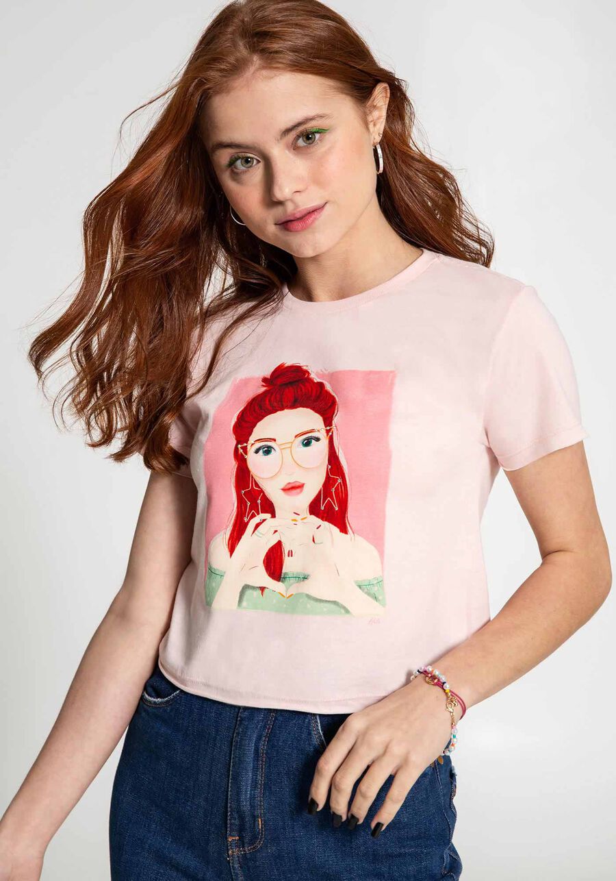 Blusa Curta Estampada Meia Malha, ROSA SHADY. Blusa Curta Estampada Meia Malha, ROSA SHADY, large.