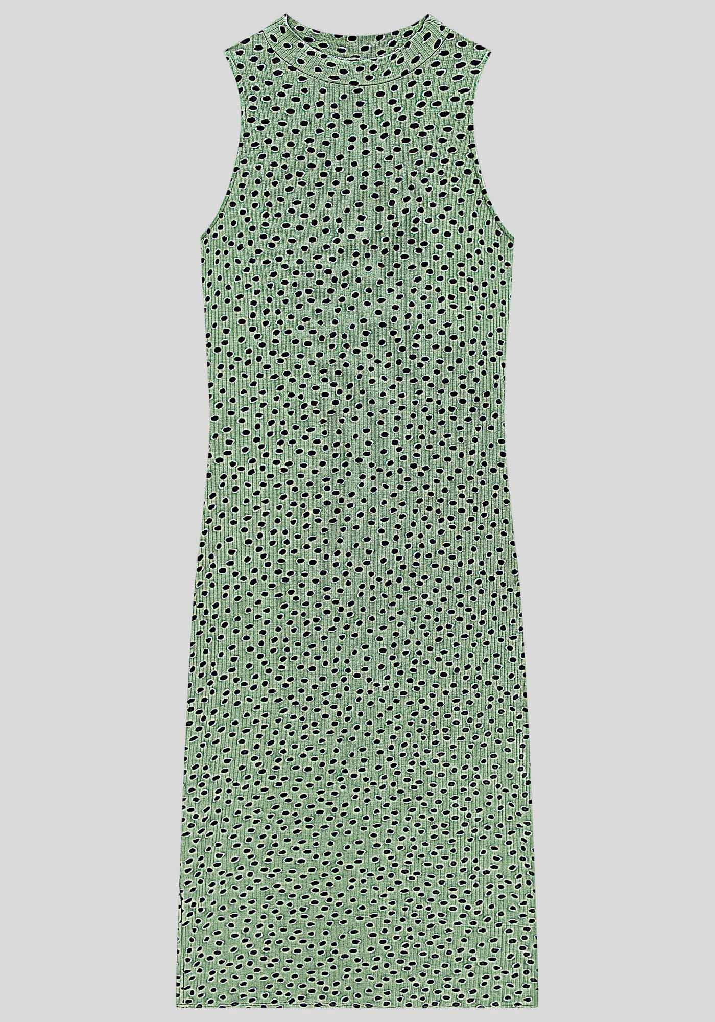 Vestido Midi Justo Canelado Estampado, PETALAS PRETO, large.