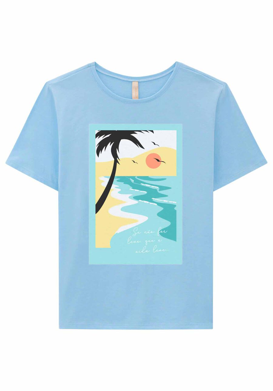T Shirt Em Malha Estampa Praia Lunender T Shirt Em Malha Estampa Praia Lunender