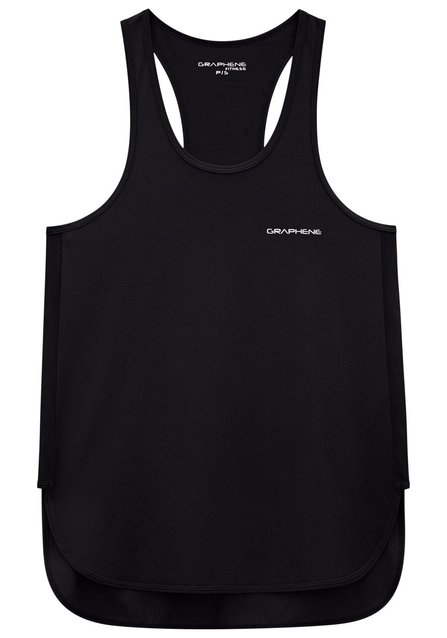 Regata Malha Poliamida com Recorte Tule, PRETO REATIVO. Regata Malha Poliamida com Recorte Tule, PRETO REATIVO, large.