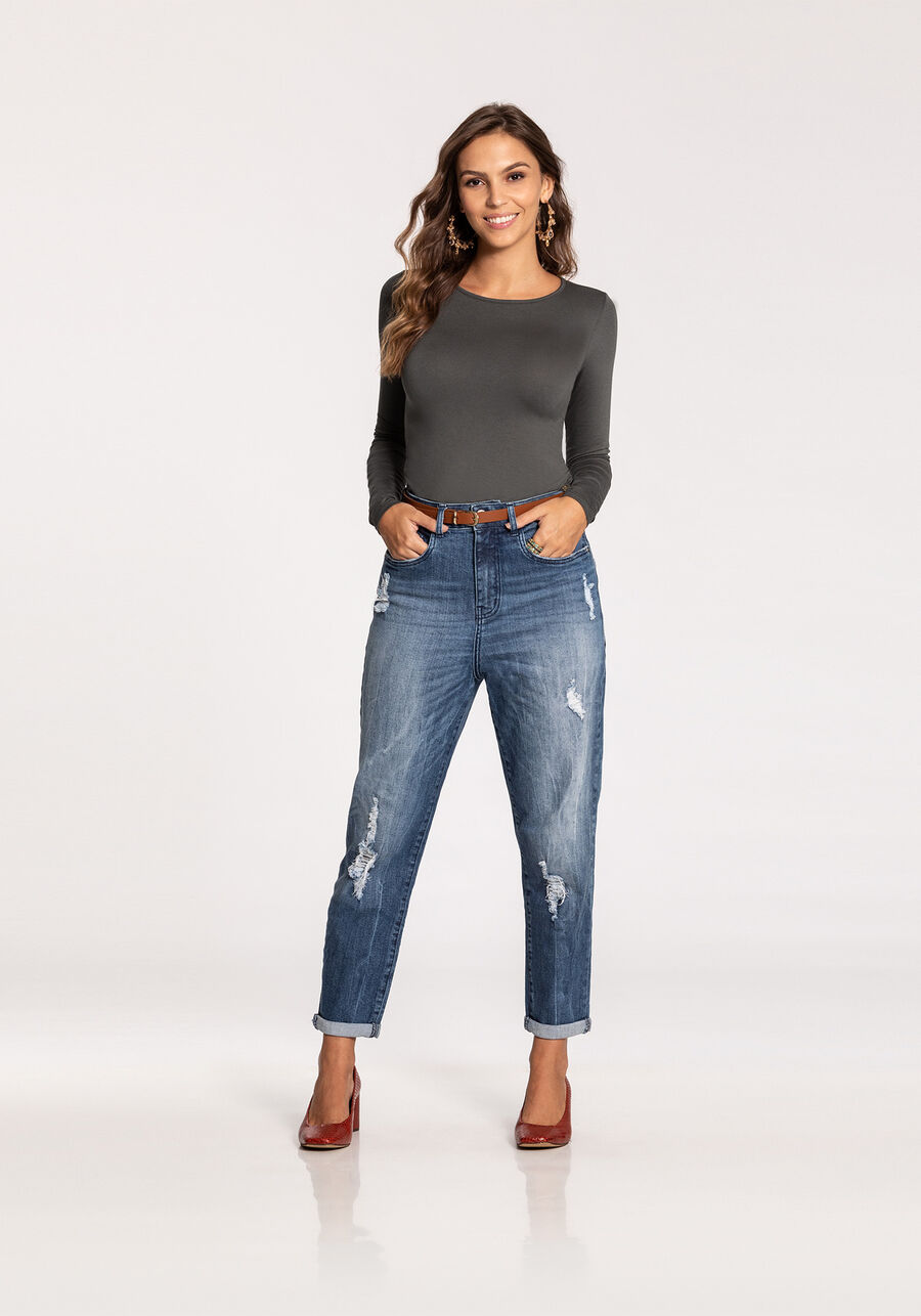 Blusa Básica De Mangas Longas Em Malha Com Elastano, . Blusa Básica De Mangas Longas Em Malha Com Elastano, , large.