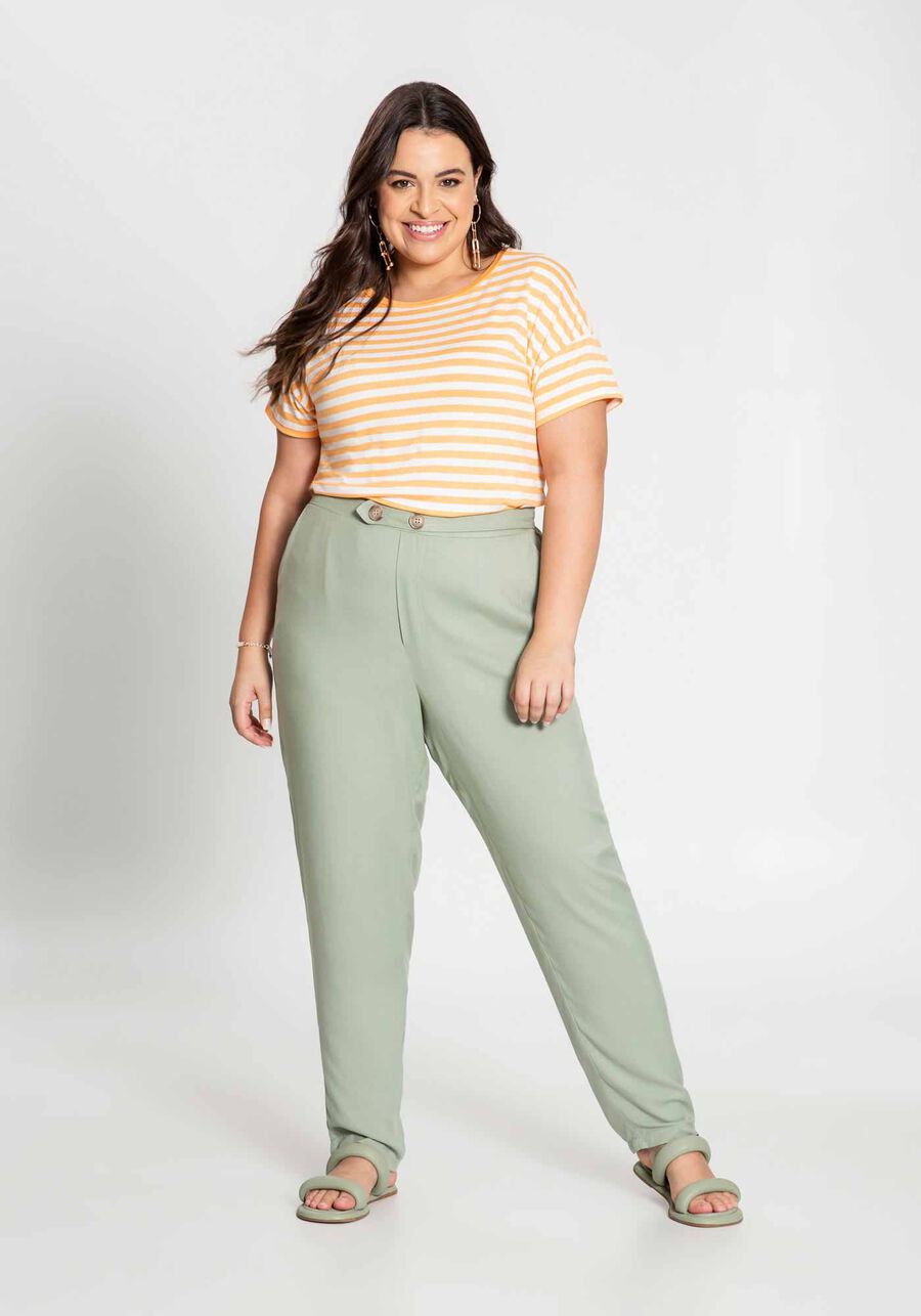 Blusa Plus Size Crepe Listrada, LARANJA BOUQUET. Blusa Plus Size Crepe Listrada, LARANJA BOUQUET, large.