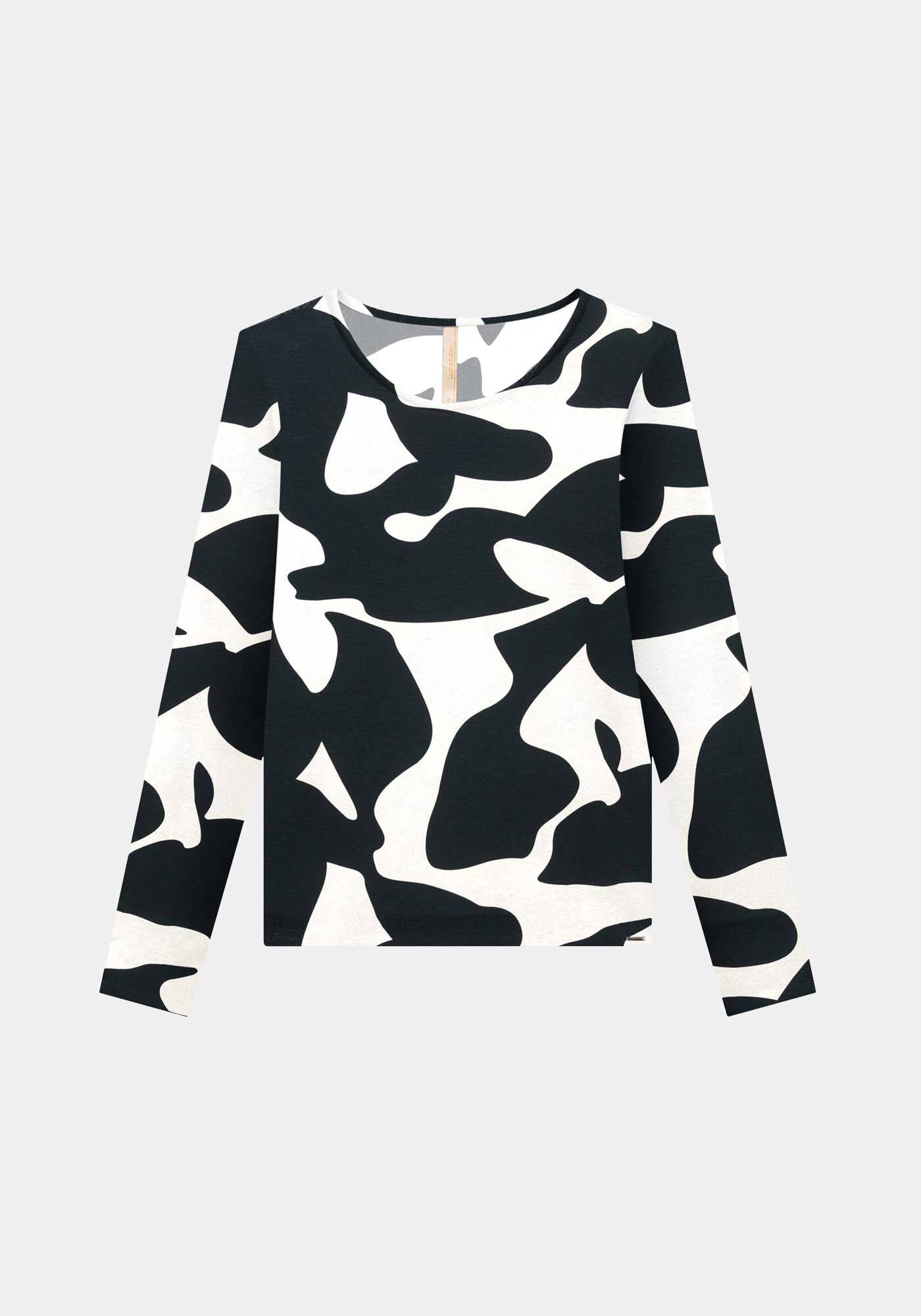 Blusa Manga Longa em Malha Viscose Estampada, FLUIDEZ VERDE E, large.