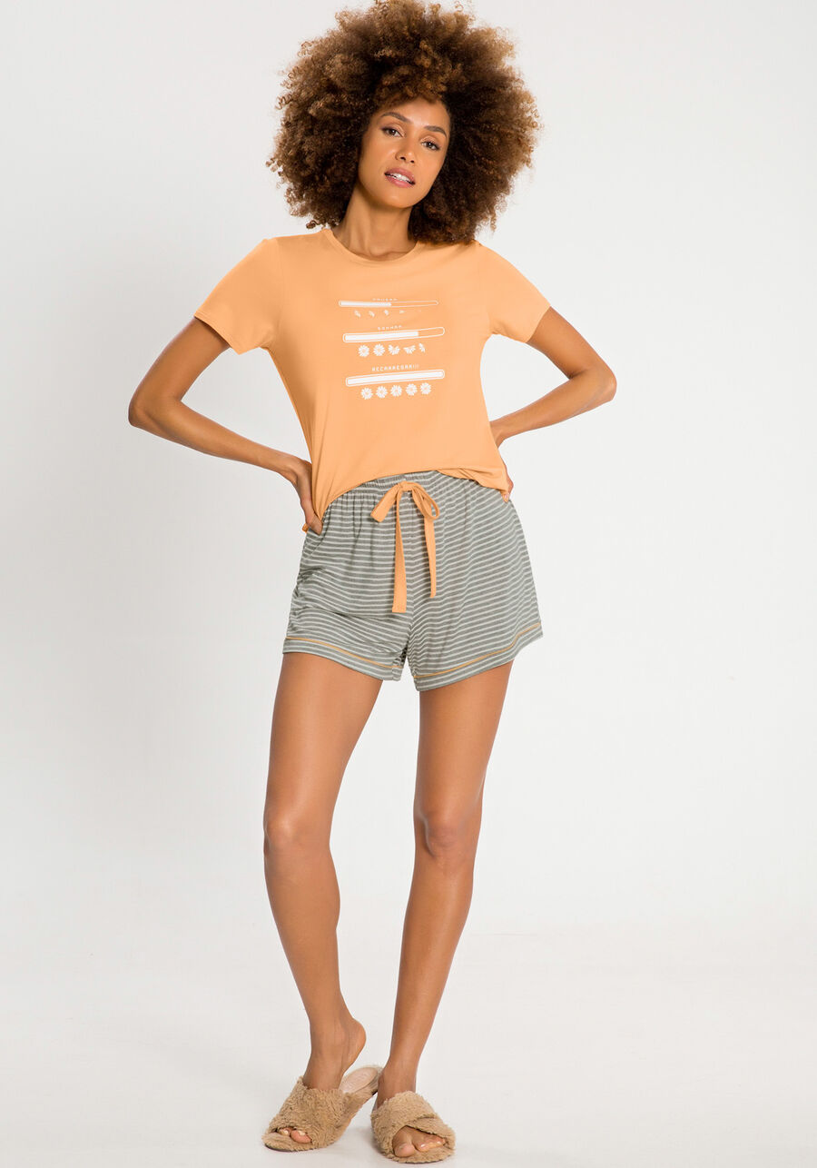 Pijama em Malha Viscose com T-shirt e Shorts, . Pijama em Malha Viscose com T-shirt e Shorts, , large.