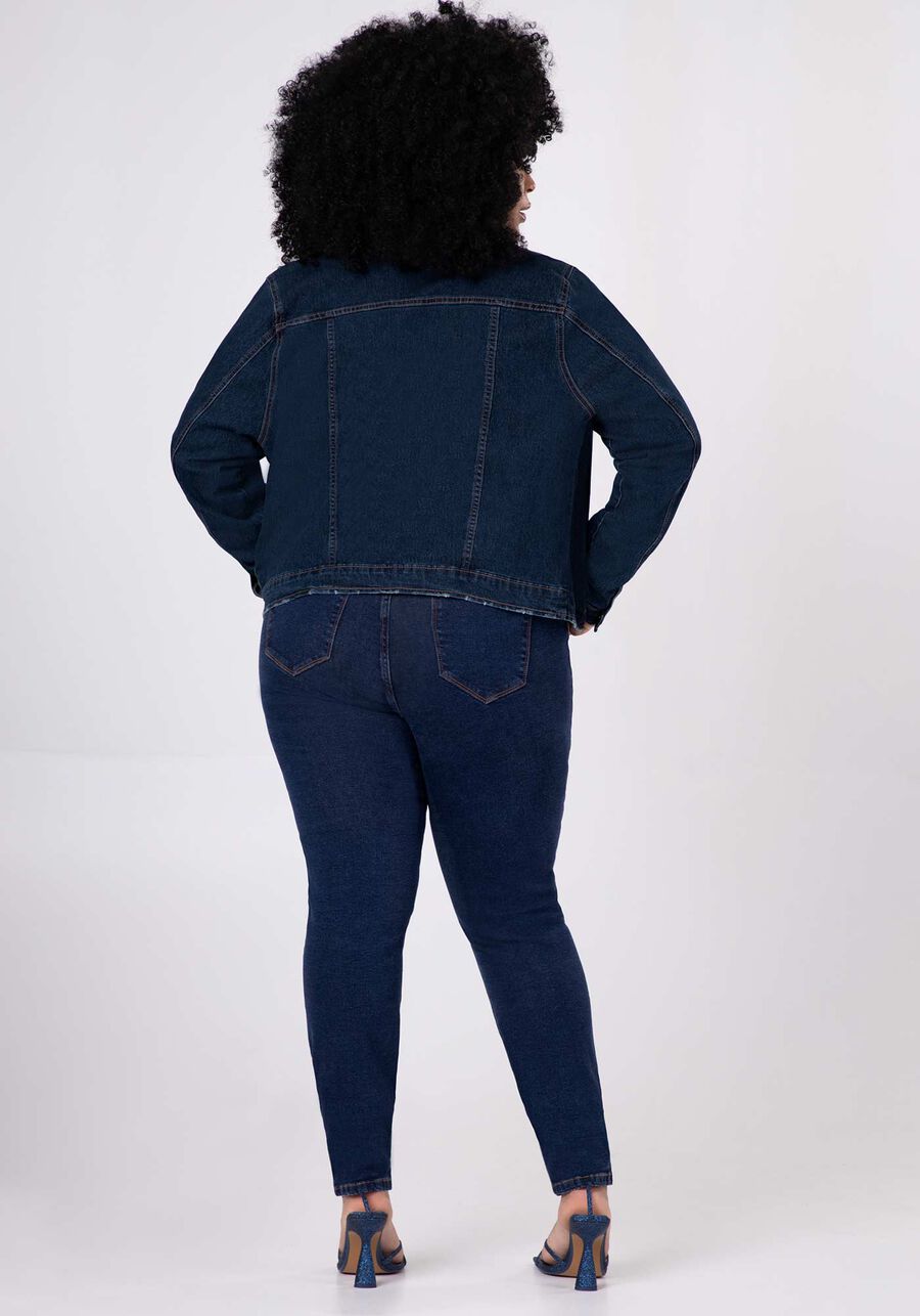 Jaqueta Plus Size Cropped Jeans com Elastano, JEANS. Jaqueta Plus Size Cropped Jeans com Elastano, JEANS, large.