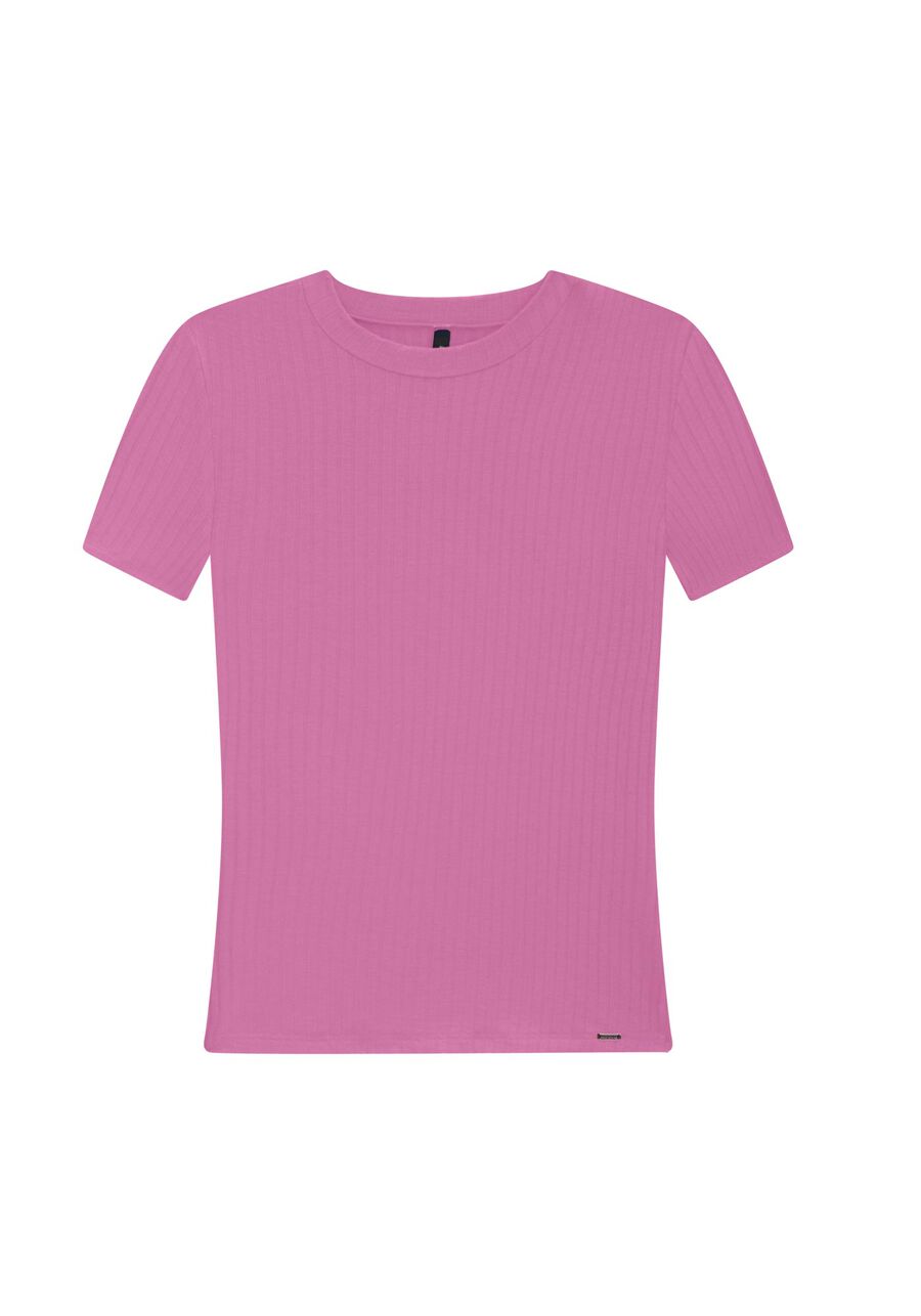 Blusa Básica Canelada De Mangas Curtas Com Gola, . Blusa Básica Canelada De Mangas Curtas Com Gola, , large.