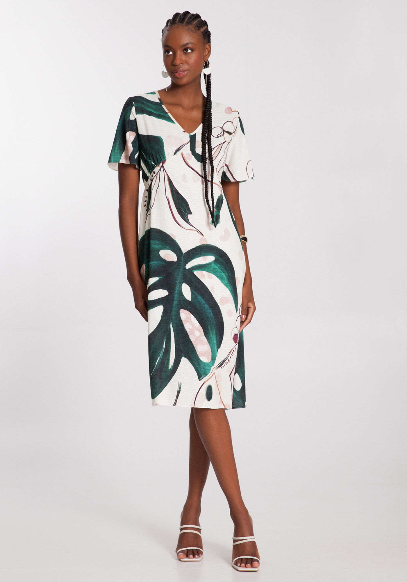 Vestido estampado manga flare top