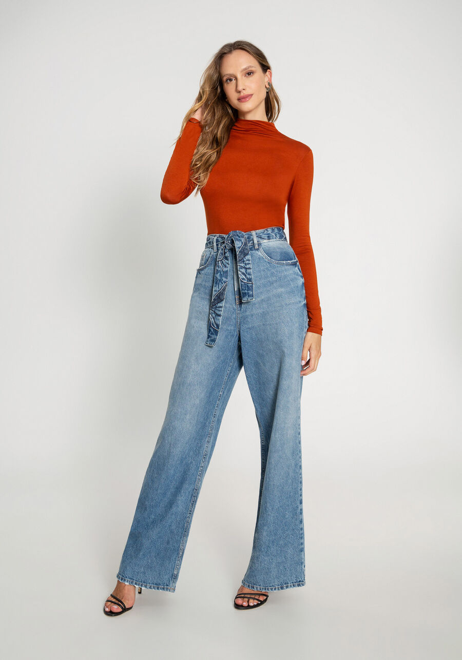 Blusa Básica Com Mangas Longas E Gola Alta Em Malha, . Blusa Básica Com Mangas Longas E Gola Alta Em Malha, , large.